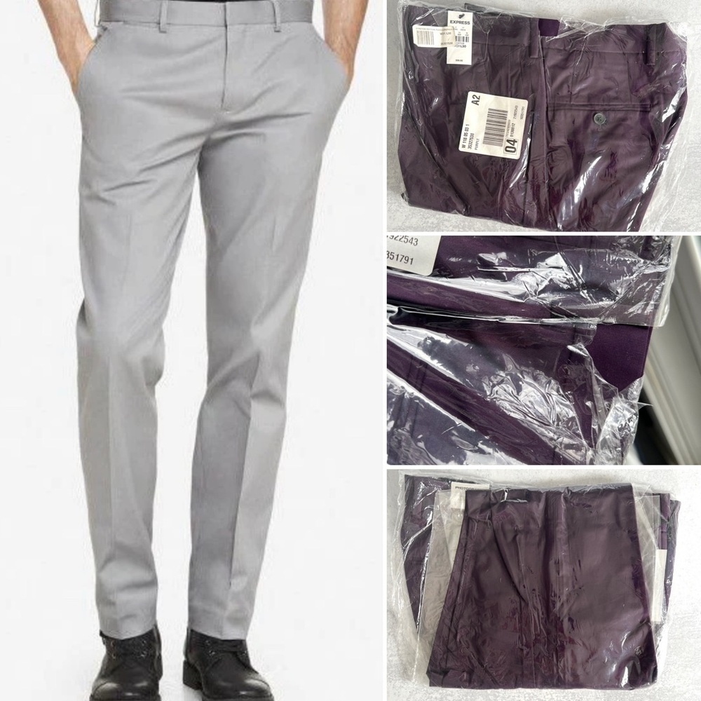 31/30💜 New EXPRESS Men Photographer Slim Fit Dress Pants Plum Purple Color